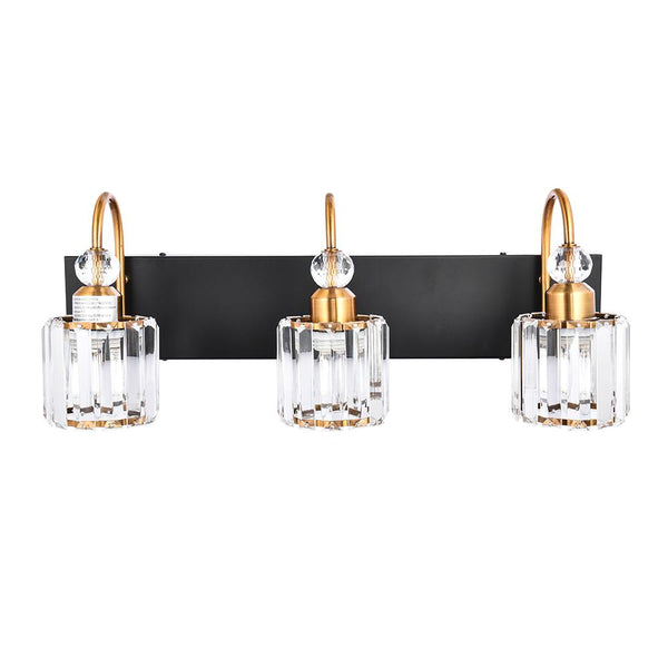 Chandelierias-Modern Crystal Vanity Light Bathroom Fixture-Wall Light-3 Bulbs-Chrome