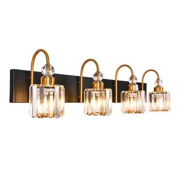 Chandelierias-Modern Crystal Vanity Light Bathroom Fixture-Wall Light-3 Bulbs-Chrome