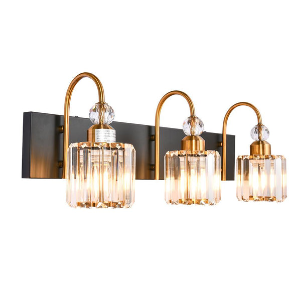 Chandelierias-Modern Crystal Vanity Light Bathroom Fixture-Wall Light-3 Bulbs-Chrome