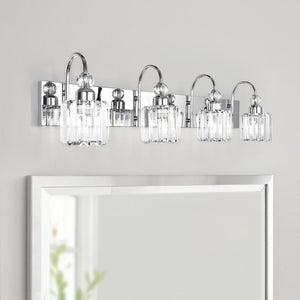 Chandelierias-Modern Crystal Vanity Light Bathroom Fixture-Wall Light-4 Bulbs-Chrome