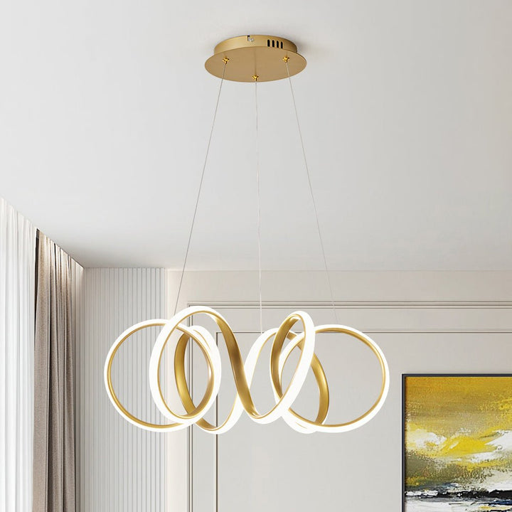 Chandelierias-Modern Curvy Loop Dimmable LED Pendant Light-Pendant-Gold-