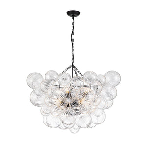 Chandelierias-Modern Decorative Swirled Glass Cluster Bubble Chandelier-Chandelier-8 Bulbs-Black (New Arrivals)