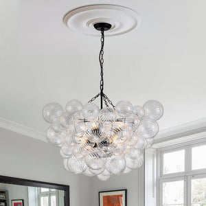 Chandelierias-Modern Decorative Swirled Glass Cluster Bubble Chandelier-Chandelier-8 Bulbs-Black (New Arrivals)