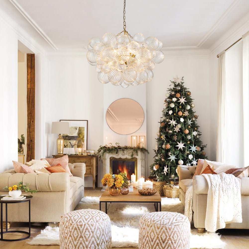 Chandelierias-Modern Decorative Swirled Glass Cluster Bubble Chandelier-Chandelier-8 Bulbs-Brass
