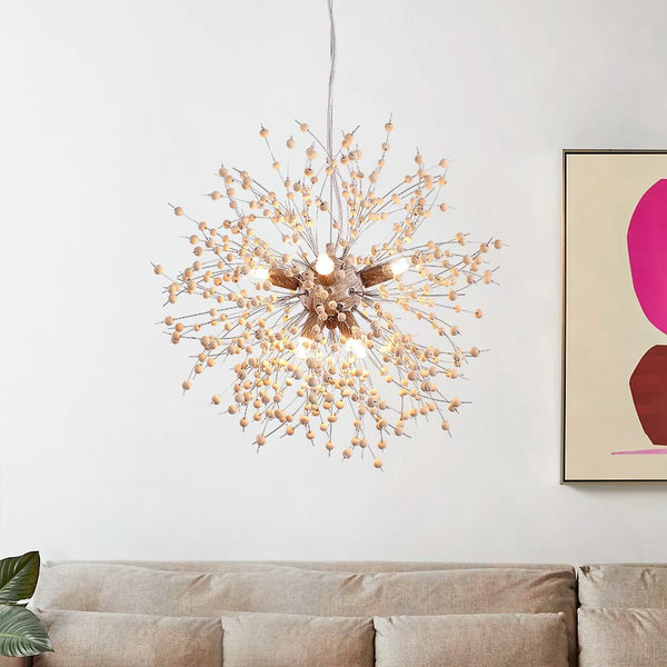 Chandelierias-Modern Decorative Wood Beads Firework Chandelier-Chandelier-8 Bulbs-