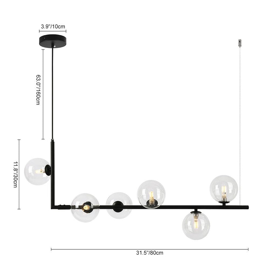 Chandelierias-Modern Design 6-Light Linear Bubble Chandelier-Chandelier-Black-
