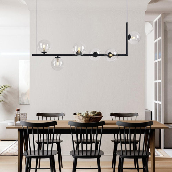 Chandelierias-Modern Design 6-Light Linear Bubble Chandelier-Chandelier-Black-