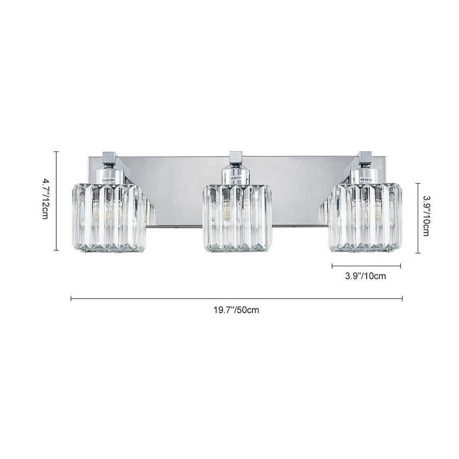 Chandelierias-Modern Dimmable Crystal Bathroom Vanity Light-Wall Light-Black & Gold-2 Bulbs