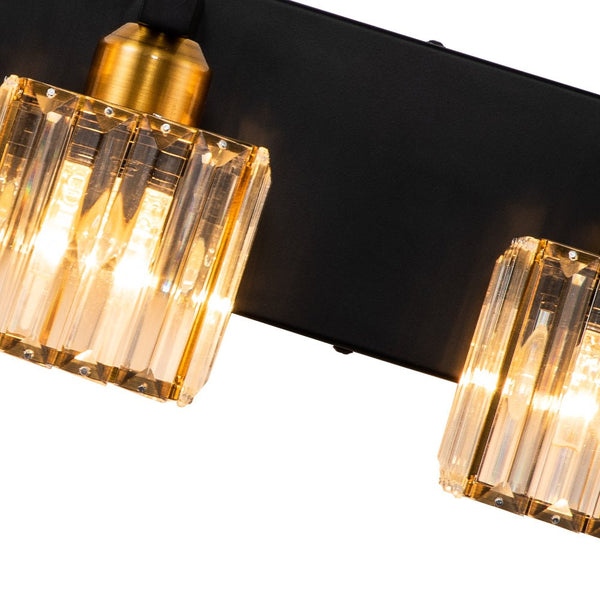 Chandelierias-Modern Dimmable Crystal Bathroom Vanity Light-Wall Light-Black & Gold-2 Bulbs