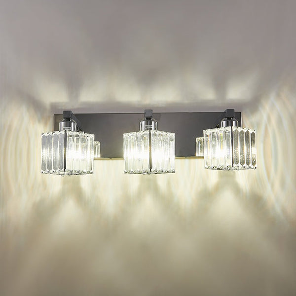 Chandelierias-Modern Dimmable Crystal Bathroom Vanity Light-Wall Light-Chrome-2 Bulbs