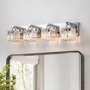 Chandelierias-Modern Dimmable Crystal Bathroom Vanity Light-Wall Light-Chrome-4 Bulbs