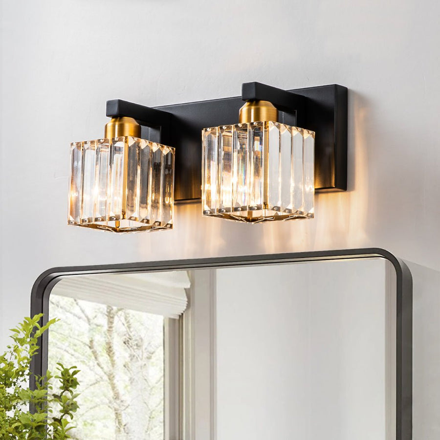 Chandelierias-Modern Dimmable Crystal Bathroom Vanity Light-Wall Light-Chrome-4 Bulbs