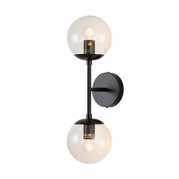 Chandelierias-Modern Double Clear Glass Globe Wall Light-Wall Light-Gold-