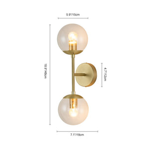 Chandelierias-Modern Double Clear Glass Globe Wall Light-Wall Light-Gold-