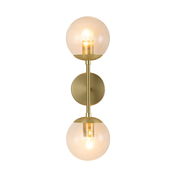 Chandelierias-Modern Double Clear Glass Globe Wall Light-Wall Light-Gold-