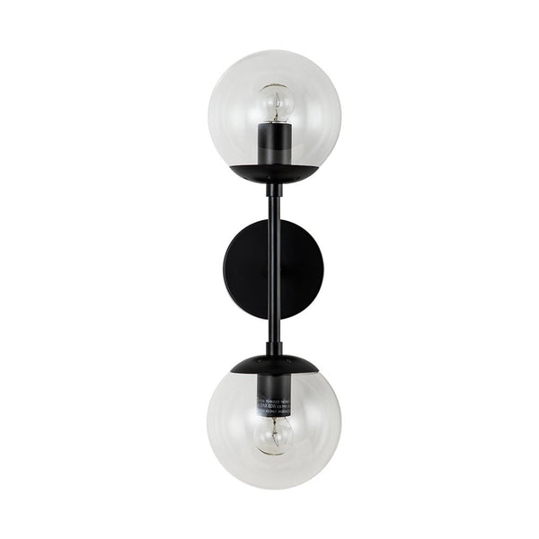 Chandelierias-Modern Double Clear Glass Globe Wall Light-Wall Light-Gold-