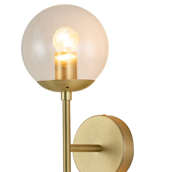 Chandelierias-Modern Double Clear Glass Globe Wall Light-Wall Light-Gold-