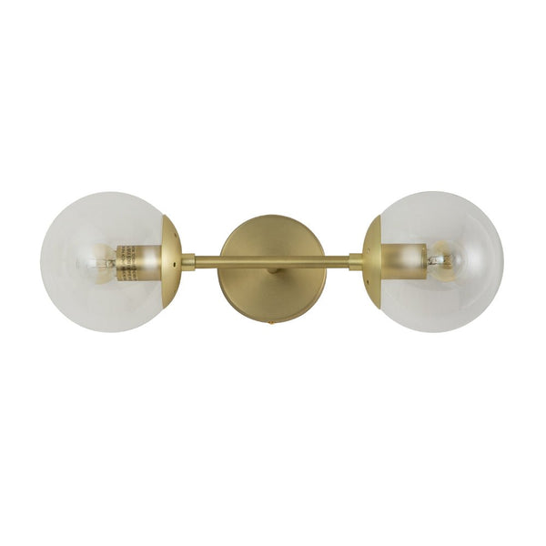 Chandelierias-Modern Double Clear Glass Globe Wall Light-Wall Light-Gold-