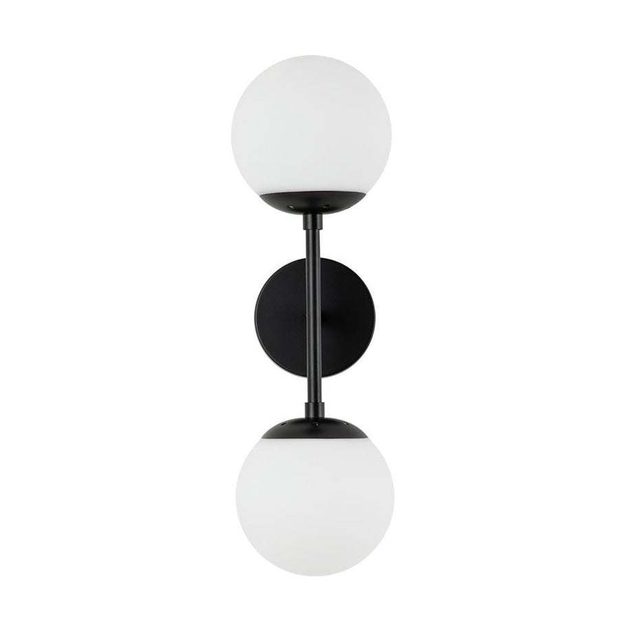 Chandelierias-Modern Double Opal Glass Globe Wall Light-Wall Light-Black-