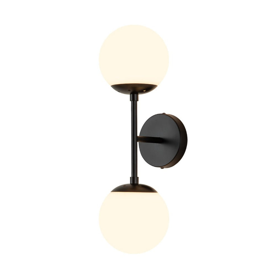 Chandelierias-Modern Double Opal Glass Globe Wall Light-Wall Light-Black-