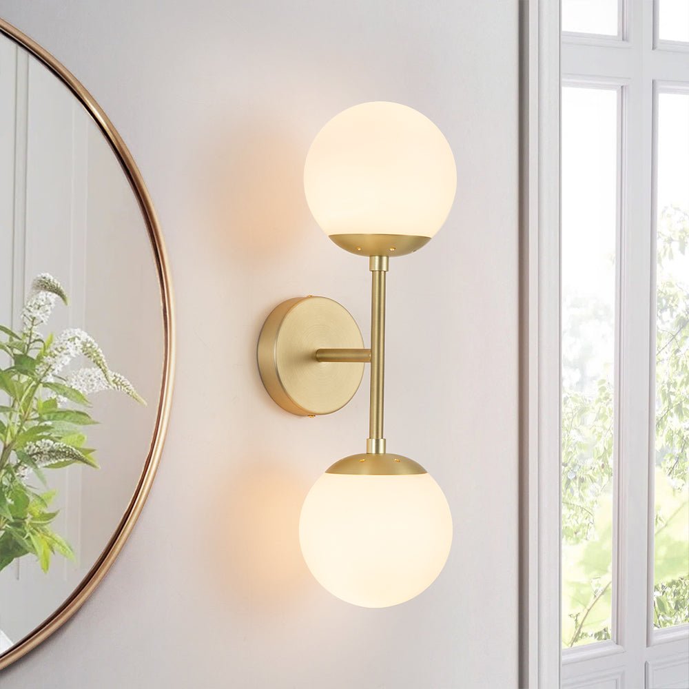 Modern Minimalism Double Opal Glass Globe Wall Light Chandelierias