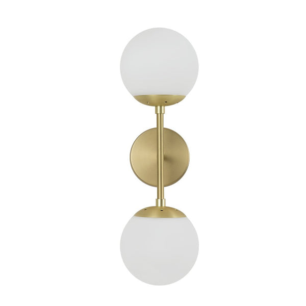 Chandelierias-Modern Double Opal Glass Globe Wall Light-Wall Light-Gold-