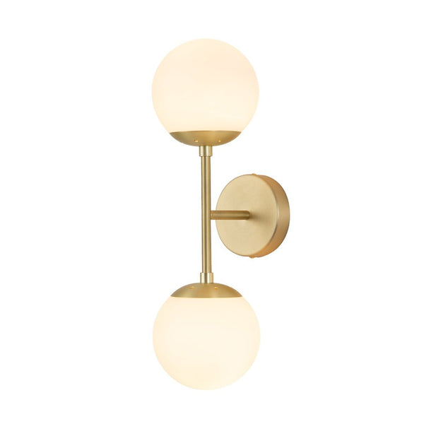 Chandelierias-Modern Double Opal Glass Globe Wall Light-Wall Light-Gold-