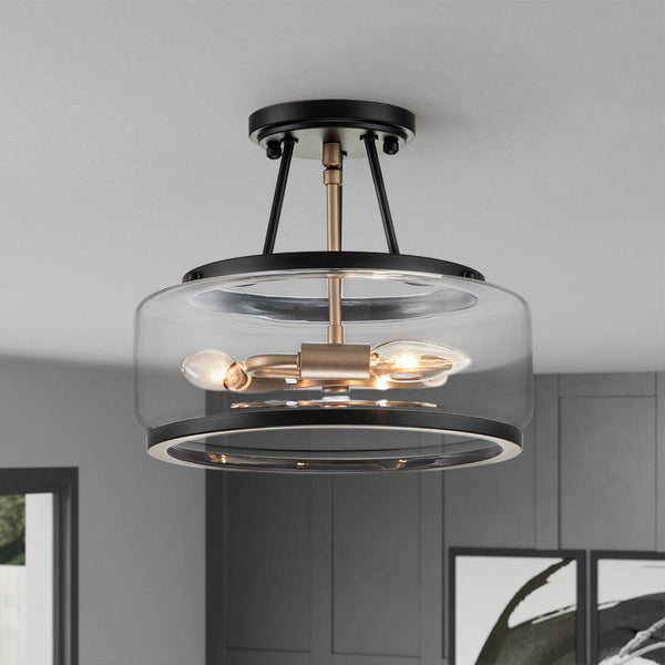 Chandelierias-Modern Drum Glass Semi-Flush Mount-Semi Flush--