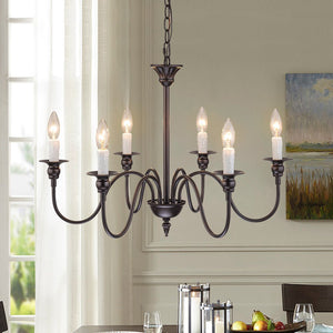 Chandelierias-Modern Farmhouse 6-Light Oil Rubbed Bronze Candle Style Chandelier-Chandeliers-6 Bulbs (Pre-order)-