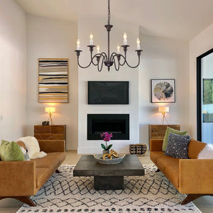 Chandelierias-Modern Farmhouse 6-Light Oil Rubbed Bronze Candle Style Chandelier-Chandeliers-6 Bulbs (Pre-order)-