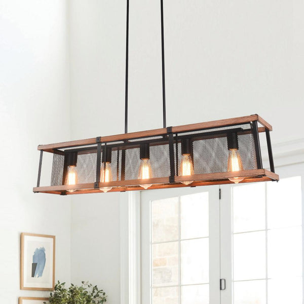 Chandelierias-Modern Farmhouse Rectangle Kitchen Island Chandelier-Chandelier--