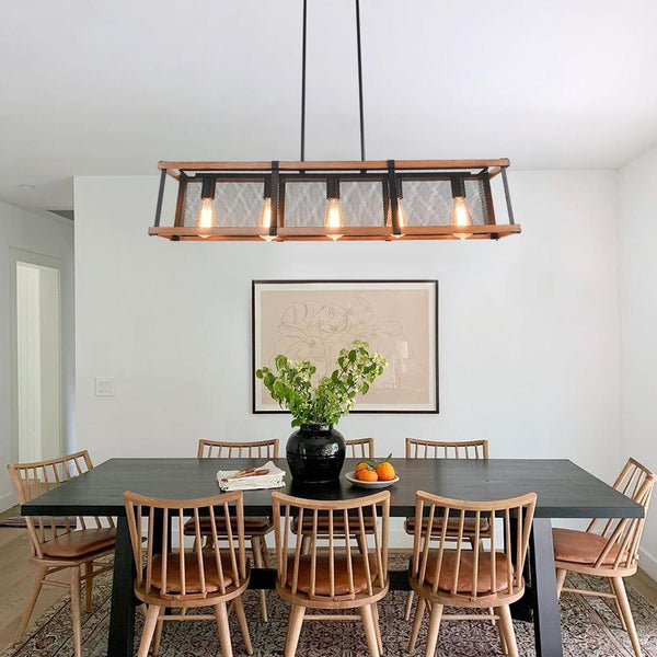 Chandelierias-Modern Farmhouse Rectangle Kitchen Island Chandelier-Chandelier--