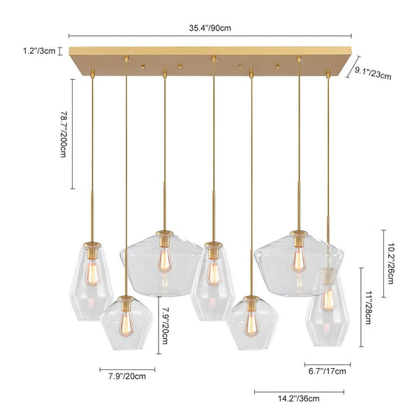 Chandelierias-Modern Glass 7 Light Geometric Chandelier-Chandelier--