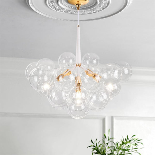 Chandelierias-Modern Glass Bubble Cluster Chandelier - White--White-4 Bulbs