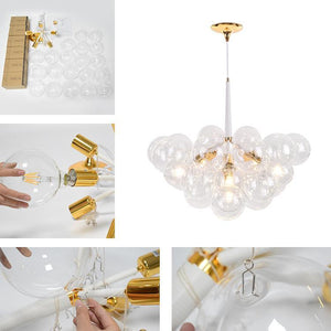Chandelierias-Modern Glass Bubble Cluster Chandelier - White--White-6 Bulbs