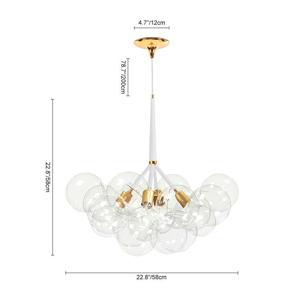 Chandelierias-Modern Glass Bubble Cluster Chandelier - White--White-6 Bulbs