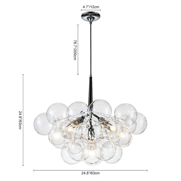 Chandelierias-Modern Glass Cluster Bubble Chandelier-Chandelier-Black-6 Bulbs