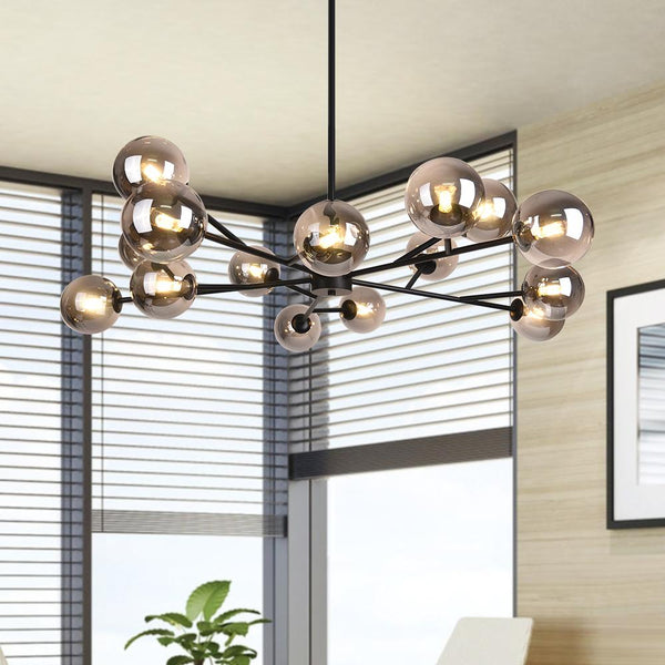 Chandelierias-Modern Glass Sputnik Sphere Chandelier-Chandelier-Black-