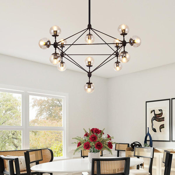 Chandelierias-Modern Globe Glass Chandelier Light-Chandelier-15 Bulbs-