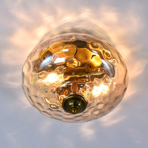 Chandelierias-Modern Hammered Glass Ceiling Light-Flush Mount-Gold-