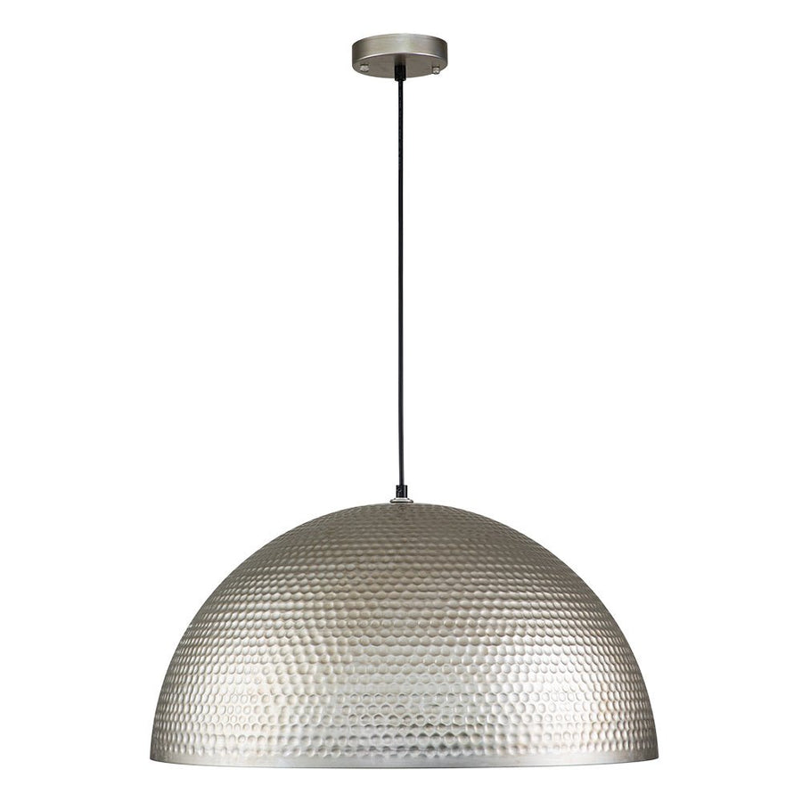 Chandelierias-Modern Hammered Metal Oversized Dome Pendant-Chandeliers-Antique Silver-