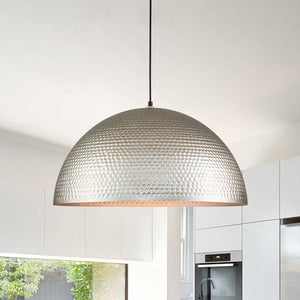 Chandelierias-Modern Hammered Metal Oversized Dome Pendant-Chandeliers-Antique Silver-
