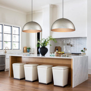 Chandelierias-Modern Hammered Metal Oversized Dome Pendant-Chandeliers-Antique Silver-