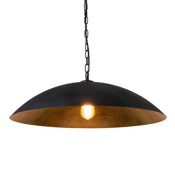 Chandelierias-Modern Industrial 1-Light Oversized Flat Dome Pendant-Pendant-Black-