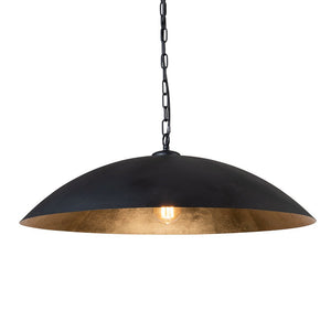 Chandelierias-Modern Industrial 1-Light Oversized Flat Dome Pendant-Pendant-Black-