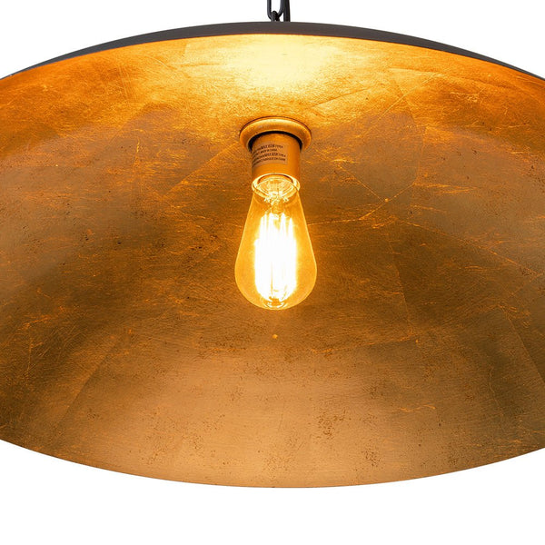 Chandelierias-Modern Industrial 1-Light Oversized Flat Dome Pendant-Pendant-Black-