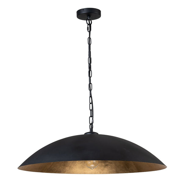 Chandelierias-Modern Industrial 1-Light Oversized Flat Dome Pendant-Pendant-Black-