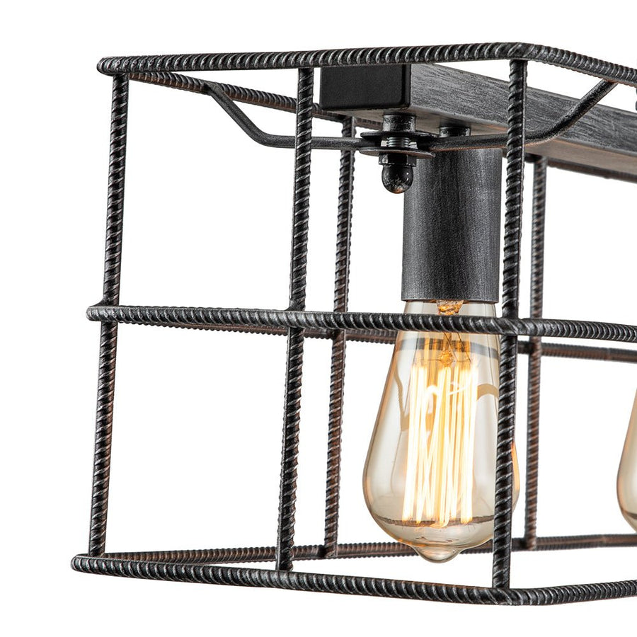 Chandelierias-Modern Industrial 4-Light Rectangle Cage Kitchen Island Pendant-Pendant--