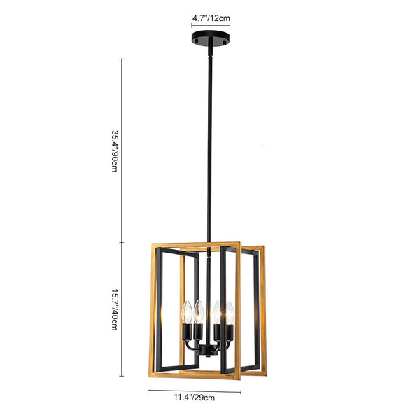 Chandelierias-Modern Industrial 4-Light Square Metal Pendant-Pendant--