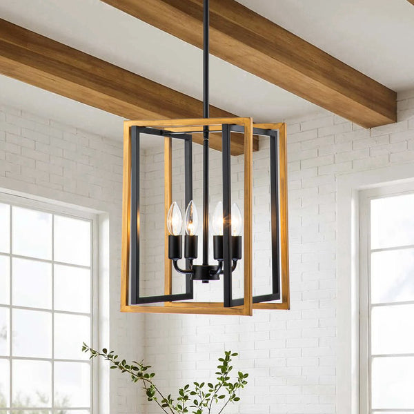 Chandelierias-Modern Industrial 4-Light Square Metal Pendant-Pendant--